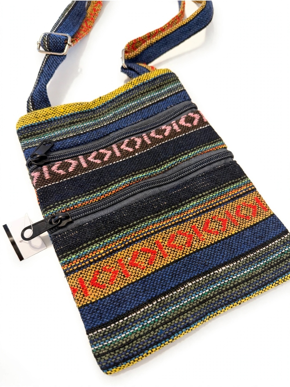 Handwoven Multicolor Crossbody Bag - Boho Stripe